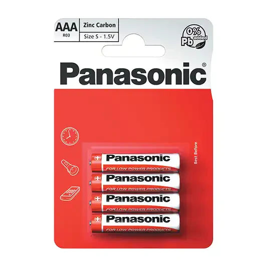 PANASONIC AAA ZINC BATTERIES 4 PACK