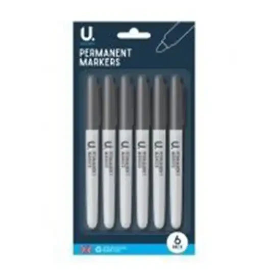 Permanent Markers, 6pk Black P2314