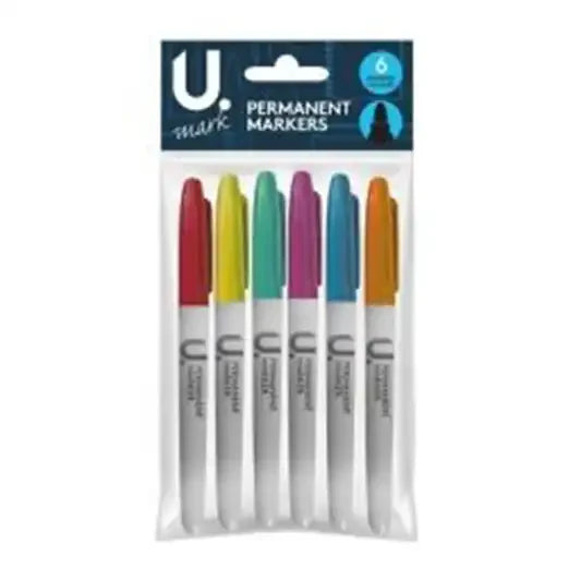 Permanent Markers, 6pk Assorted